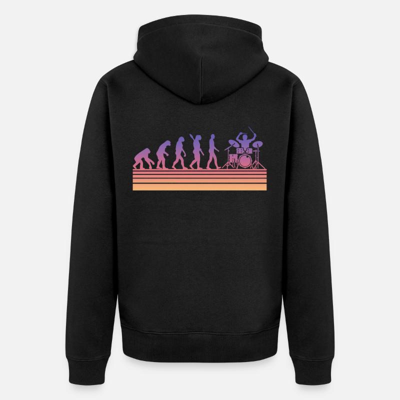 Schlagzeuger Evolution - Unisex Premium Bio Zip Hoodie - Schwarz