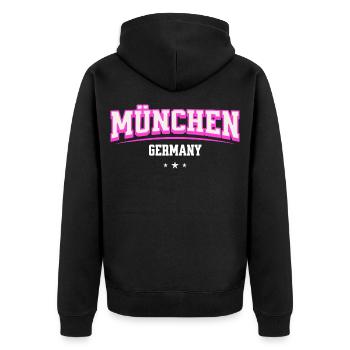 München Germany Shirt für Städte Fans Souvenir - Unisex Premium Bio Zip Hoodie - Schwarz - Hinten - Nico (187cm)