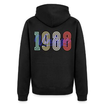 Vintage 1988 - Unisex Premium Bio Zip Hoodie - Schwarz - Hinten - Nico (187cm)