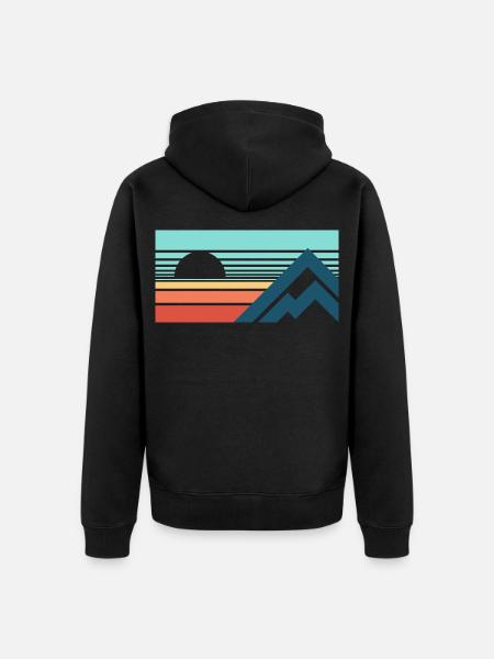 Mountains Sun Abstract - Unisex Premium Bio Zip Hoodie - Schwarz
