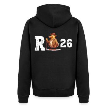 Pension 2026 Duck Pensioner Retired Funny - Unisex Premium Organic Zip Hoodie - black - Back - Nico (187cm)