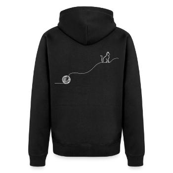 Boule de fil en laine à tricot en laine de chat en ligne - Veste à capuche bio Premium Unisexe - noir - Dos - Nico (187cm)