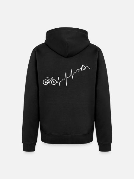 Fahrrad Herzschlag EKG Herzfrequenz - Unisex Premium Bio Zip Hoodie - Schwarz