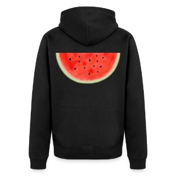 Melon, Été, Melons, Fruits, Fruits, Végétarien - Veste à capuche bio Premium Unisexe - noir - Dos - Nico (187cm)