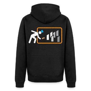 Kubb Schwedenschach Wikinger Holz Schach - Unisex Premium Bio Zip Hoodie - Schwarz - Hinten - Nico (187cm)