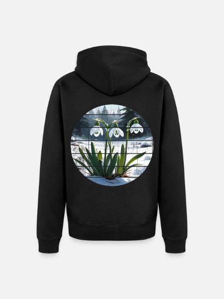 Snowdrop Gift Galanthis Nivalis - Unisex Premium Organic Zip Hoodie - black
