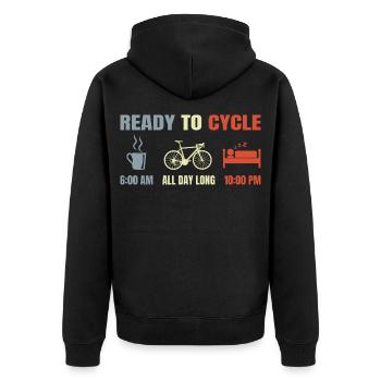 Cyclists schedule - Unisex Premium Organic Zip Hoodie - black - Back - Nico (187cm)