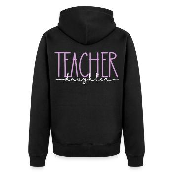 Lehrerin stolze Tochter süßes Geschenk - Unisex Premium Bio Zip Hoodie - Schwarz - Hinten - Nico (187cm)