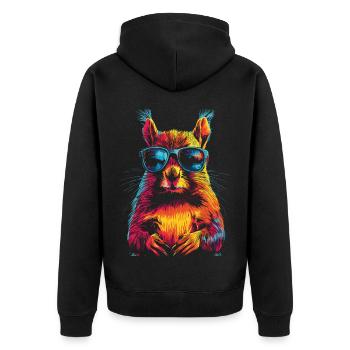 Squirrel with sunglasses rainbow - Unisex Premium Organic Zip Hoodie - black - Back - Nico (187cm)