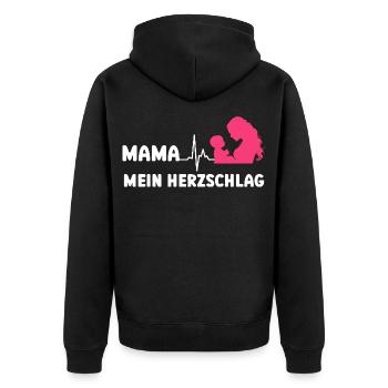 MOMMY MY HEARTBEAT Expectant Mother Funny - Unisex Premium Organic Zip Hoodie - black - Back - Nico (187cm)