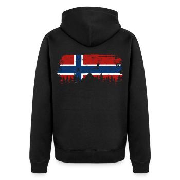 Norway Flag - Holiday Nature Gift - Unisex Premium Organic Zip Hoodie - black - Back - Nico (187cm)