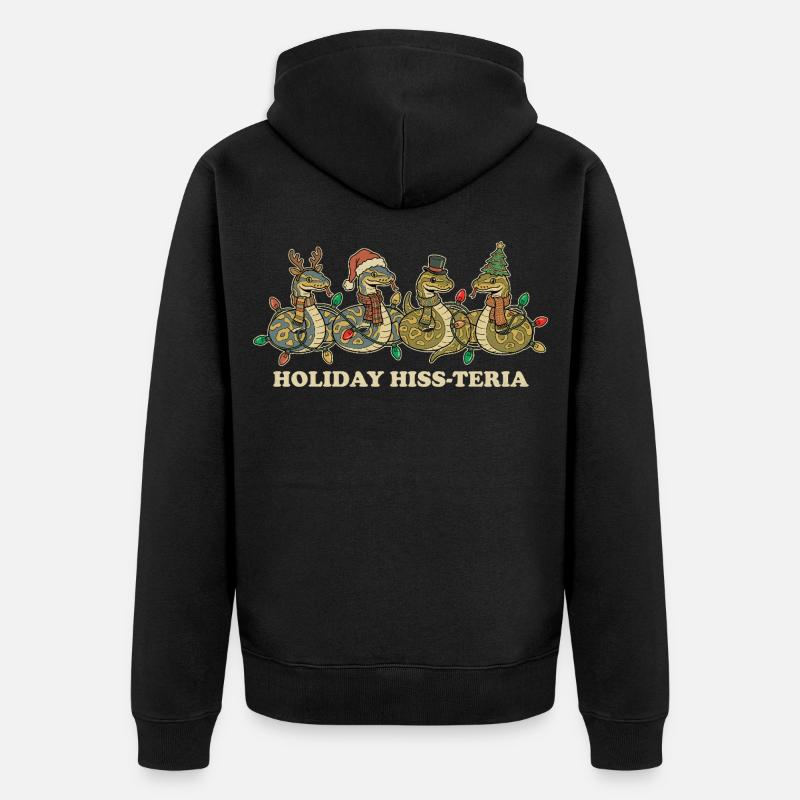 Königspython Weihnachtsbeleuchtung Geschenk - Unisex Premium Bio Zip Hoodie - Schwarz