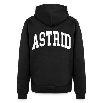 Astrid - Unisex Premium Organic Zip Hoodie - black - Back - Nico (187cm)
