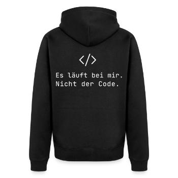 Es läuft bei mir Nicht der Code IT Humor Nerds - Unisex Premium Bio Zip Hoodie - Schwarz - Hinten - Nico (187cm)