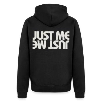 Nur ich - Unisex Premium Bio Zip Hoodie - Schwarz - Hinten - Nico (187cm)
