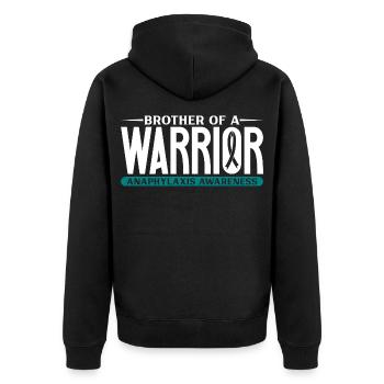 Bruder eines Kämpfers - Anaphylaxie - Unisex Premium Bio Zip Hoodie - Schwarz - Hinten - Nico (187cm)