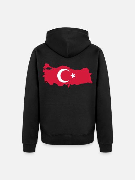 Turkey Map Flag - Unisex Premium Organic Zip Hoodie - black