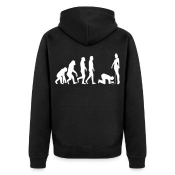 Evolution man - Unisex Premium Organic Zip Hoodie - black - Back - Nico (187cm)
