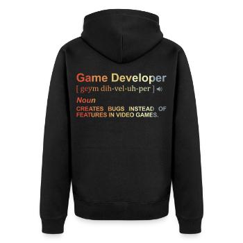 Game Developer Definition - Unisex Premium Organic Zip Hoodie - black - Back - Nico (187cm)