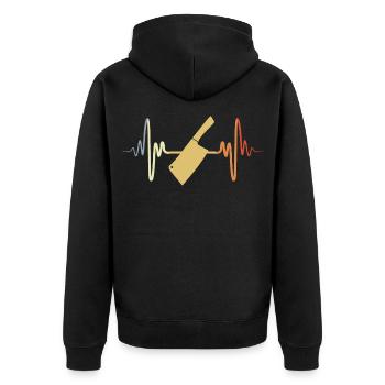 Cleaver ECG Heart Line - Unisex Premium Organic Zip Hoodie - black - Back - Nico (187cm)