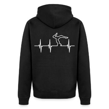 Yoga Liebhaber EKG Herzlinie - Unisex Premium Bio Zip Hoodie - Schwarz - Hinten - Nico (187cm)