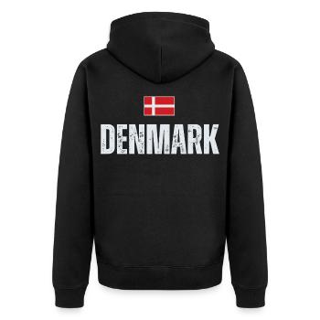 Flag of Denmark, proud Danish - Unisex Premium Organic Zip Hoodie - black - Back - Nico (187cm)
