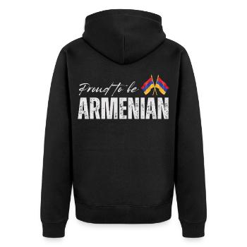 Arménien fier, j’adore l’Arménie - Veste à capuche bio Premium Unisexe - noir - Dos - Nico (187cm)