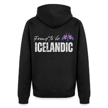 Fière d’Islandaise, j’adore l’Islande - Veste à capuche bio Premium Unisexe - noir - Dos - Nico (187cm)