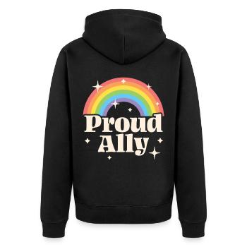 Proud Ally - Unisex Premium Organic Zip Hoodie - black - Back - Nico (187cm)