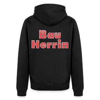 Brick wall client - Unisex Premium Organic Zip Hoodie - black - Back - Nico (187cm)