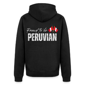 Stolzer Peruaner, Made in Peru - Unisex Premium Bio Zip Hoodie - Schwarz - Hinten - Nico (187cm)