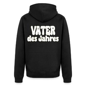 Vater des Jahres Award Design - Unisex Premium Bio Zip Hoodie - Schwarz - Hinten - Nico (187cm)