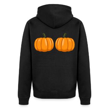 Pumpkin Boobs Funny Halloween Costume - Unisex Premium Organic Zip Hoodie - black - Back - Nico (187cm)
