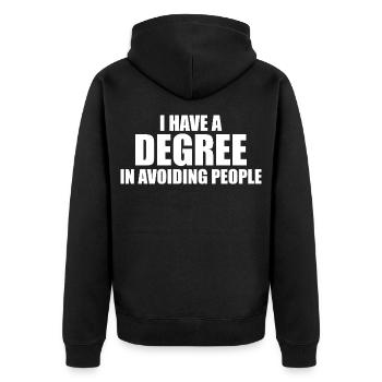 Graduate in People Avoidance - Unisex Premium Organic Zip Hoodie - black - Back - Nico (187cm)
