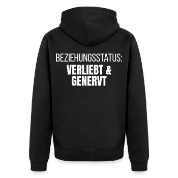 Statut relationnel amoureux et agacé - Veste à capuche bio Premium Unisexe - noir - Dos - Nico (187cm)