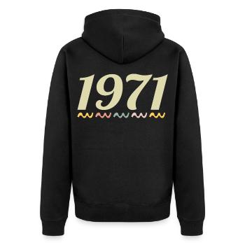 1971 - Unisex Premium Bio Zip Hoodie - Schwarz - Hinten - Nico (187cm)