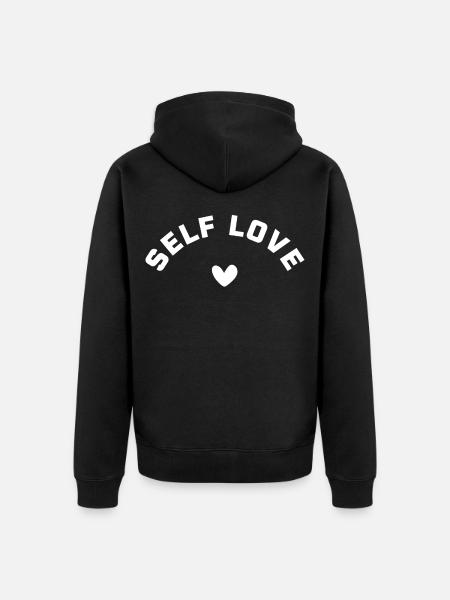 Amour de soi avec le cœur – L’AMOUR DE SOI - Veste à capuche bio Premium Unisexe - noir