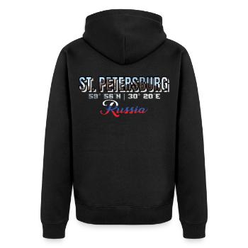 St Petersburg Stadt Russland Tourismus Piter - Unisex Premium Bio Zip Hoodie - Schwarz - Hinten - Nico (187cm)