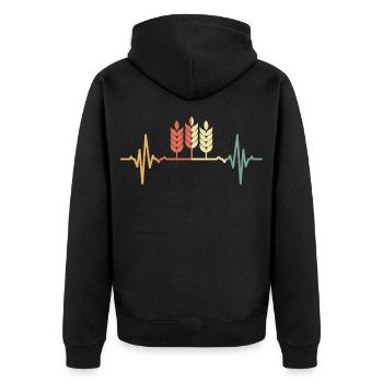 A heart beats for wheat - Unisex Premium Organic Zip Hoodie - black - Back - Nico (187cm)