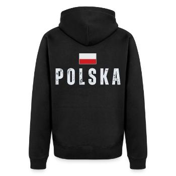 Polish flag, Polish pride - Unisex Premium Organic Zip Hoodie - black - Back - Nico (187cm)