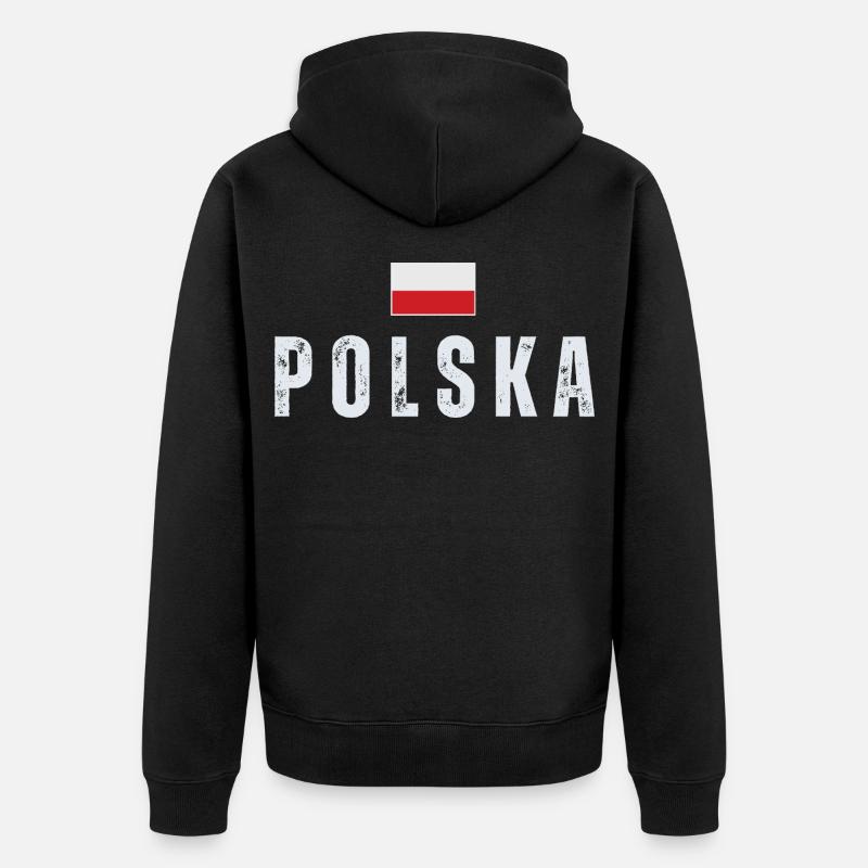 Polnische Flagge, Polnischer Stolz - Unisex Premium Bio Zip Hoodie - Schwarz