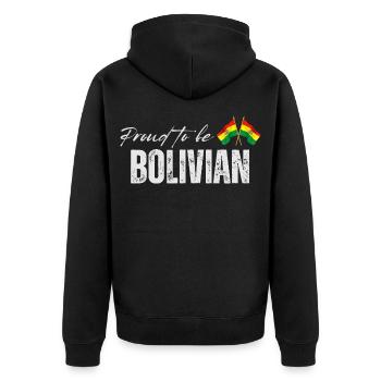 Bolivianer stolz, ich liebe Bolivien - Unisex Premium Bio Zip Hoodie - Schwarz - Hinten - Nico (187cm)