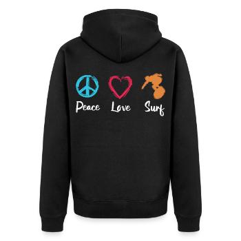 Peace Love Surf - Veste à capuche bio Premium Unisexe - noir - Dos - Nico (187cm)