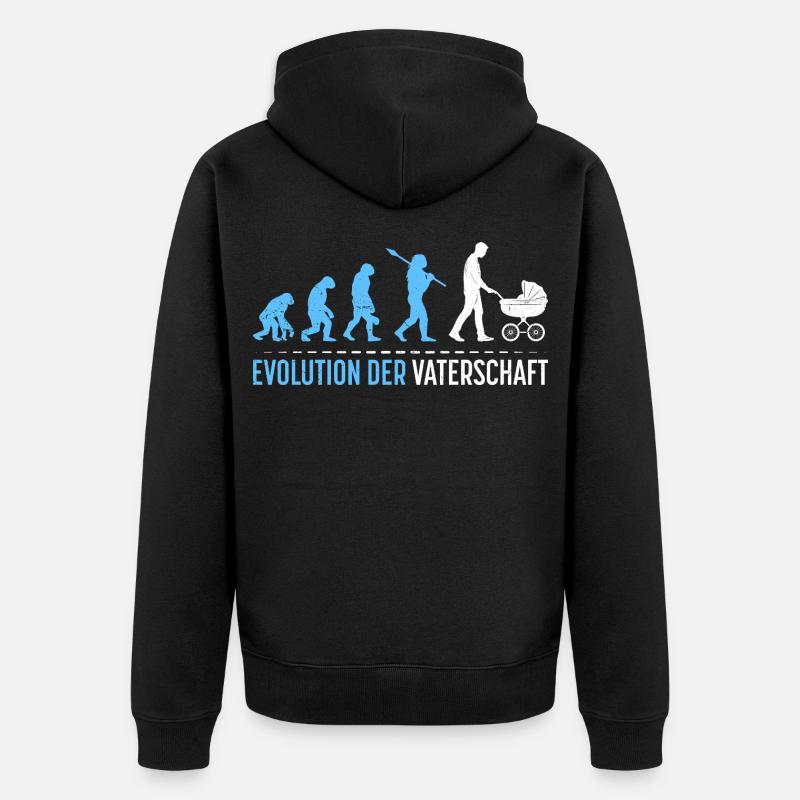 Werdender Vater EVOLUTION DER VATERSCHAFT Lustig - Unisex Premium Bio Zip Hoodie - Schwarz