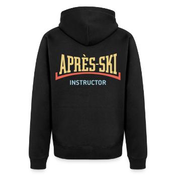 Après-Ski – Instructor (Konkav / Apres Ski / 3C) - Unisex Premium Bio Zip Hoodie - Schwarz - Hinten - Nico (187cm)