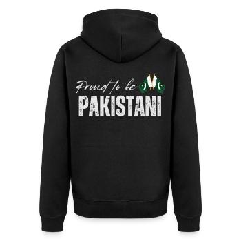 Proud Pakistani, I love Pakistan - Unisex Premium Organic Zip Hoodie - black - Back - Nico (187cm)