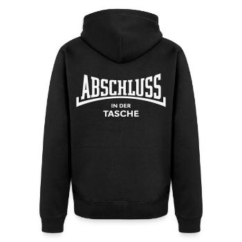 Abschluss In Der Tasche! (Schulabschluss Konkav W) - Unisex Premium Bio Zip Hoodie - Schwarz - Hinten - Nico (187cm)
