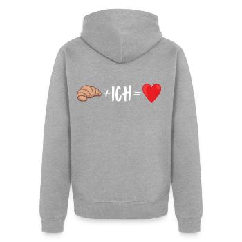 Croissant - Plus Ich - Unisex Premium Bio Zip Hoodie - Grau meliert - Hinten - Nico (187cm)