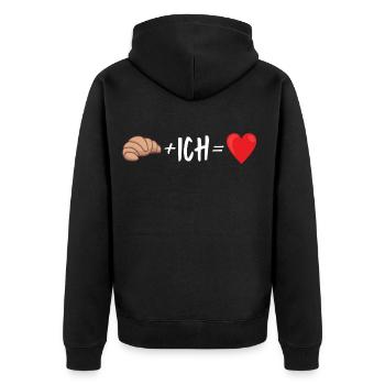 Croissant - Plus Ich - Unisex Premium Bio Zip Hoodie - Schwarz - Hinten - Nico (187cm)