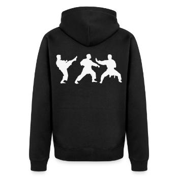 Karate - Unisex Premium Bio Zip Hoodie - Schwarz - Hinten - Nico (187cm)
